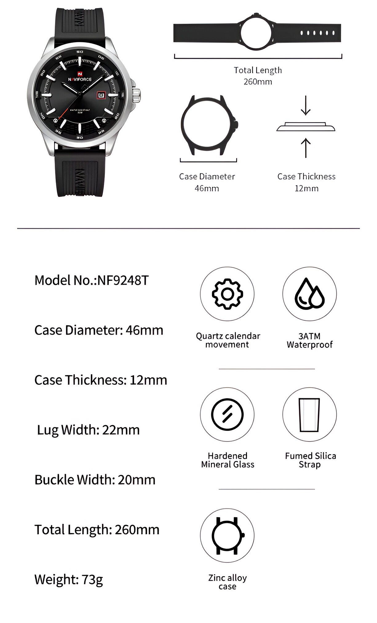 Reloj Naviforce Casual Nf9248t Crono Hom